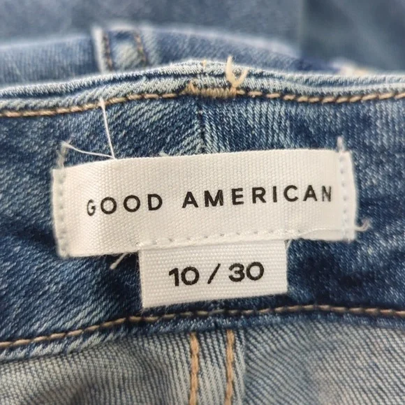 Good American Fringe High Rise Skinny Jeans Blue 10/30 distressed streetwear - Picture 9 of 11